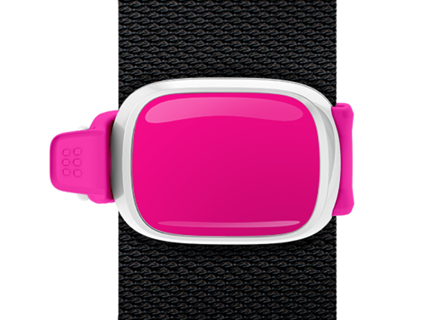 Solid Pink Breast Cancer Awareness Stwrap bag tag mounted on a bag strap