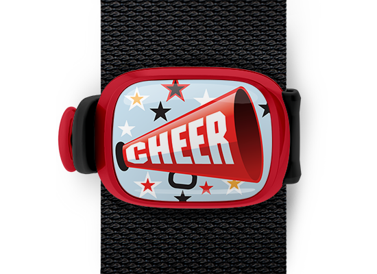 cheer bag tag stwrap mounted on backpack strap