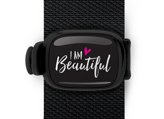 i am beautiful positive messages bag tag stwrap mounted on backpack strap