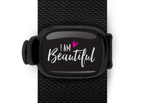i am beautiful positive messages bag tag stwrap mounted on backpack strap