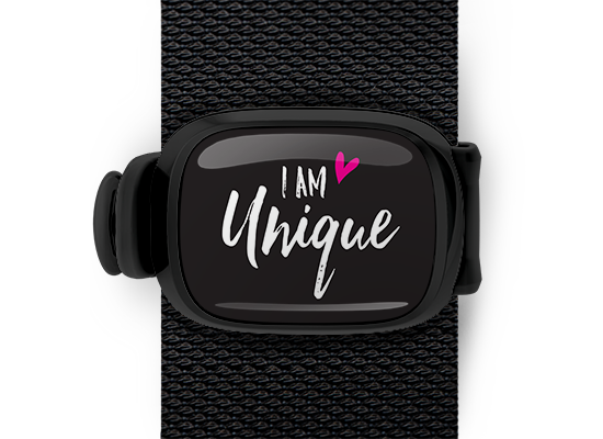 i am unique positive messages bag tag stwrap mounted on backpack strap