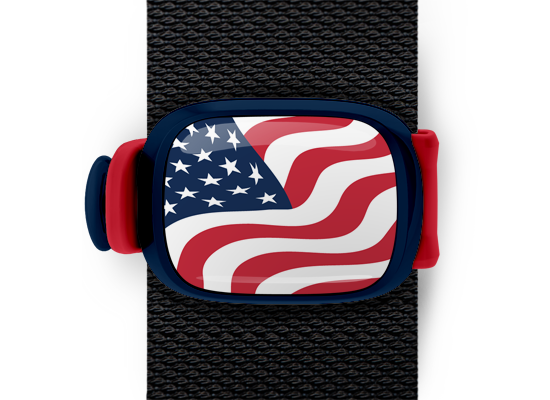 usa flag bag tag stwrap navy red mounted on backpack strap