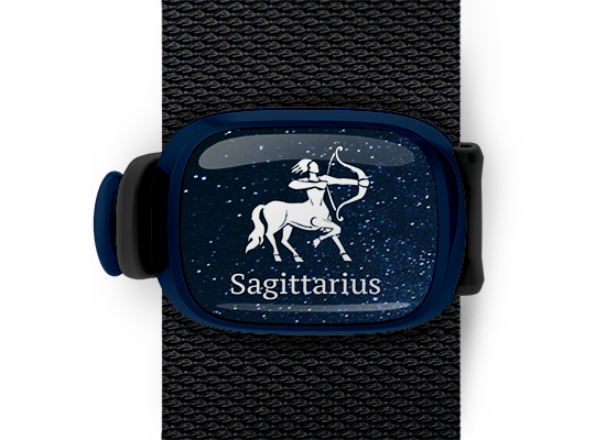 Zodiac bag tag Stwrap sagittarius mounted on backpack strap