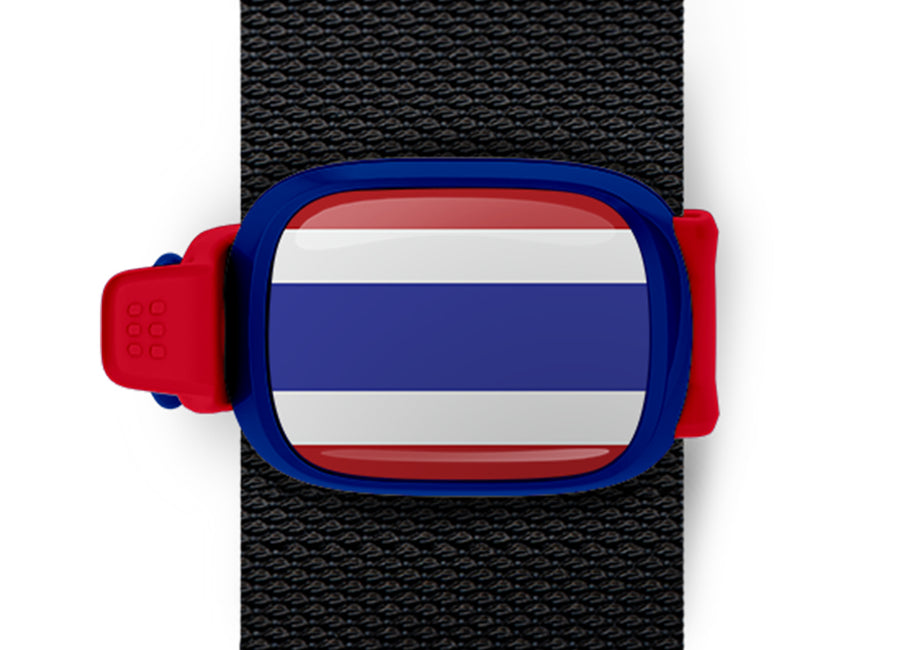 Thailand flag Stwrap bag tag mounted on a bag strap