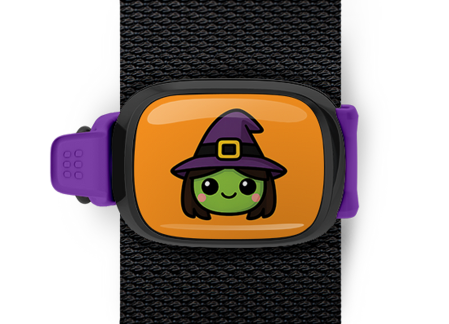 Witch Halloween Bag Tag mounted on a bag strap