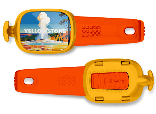 Yellowstone National Park Stwrap bag tag front and back view