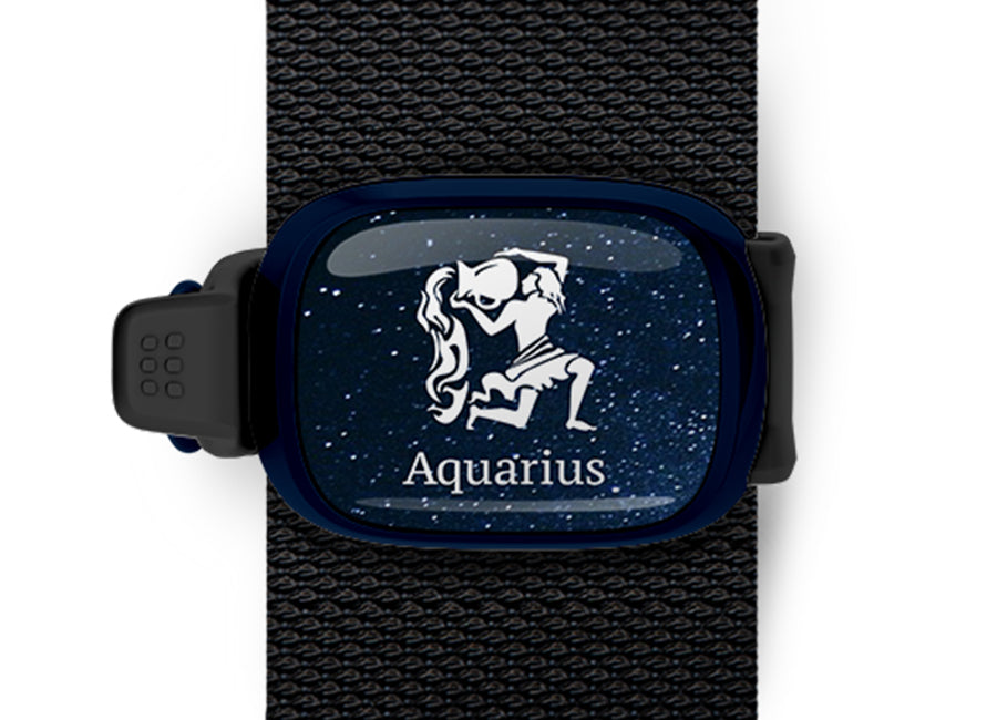 Aquarius Zodiac Bag Tag by Stwrap flat strap-mounted astrology bag tag