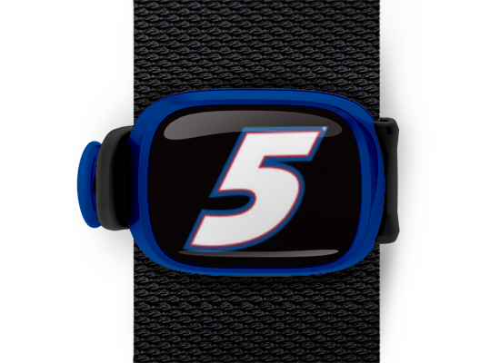Kasey Kahne #5 Bag Tag mounted on a bag strap