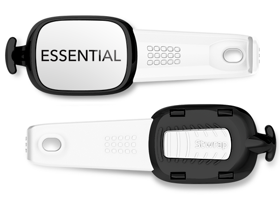 Essential bag tag Stwrap mounted on backpack strap