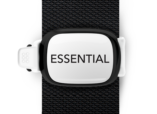 Essential Bag Tag mounted on a bag strap