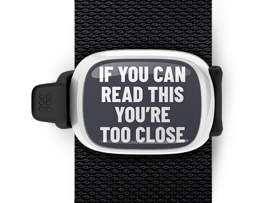If You Can Read This You're Too Close Bag Tag mounted on a bag strap