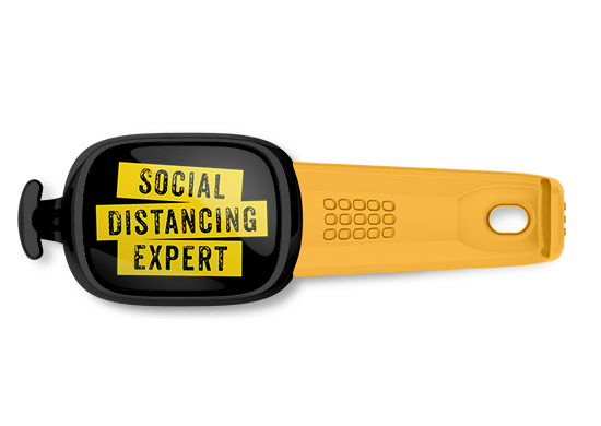 Social Distancing Expert bag tag Stwrap mounted on backpack strap