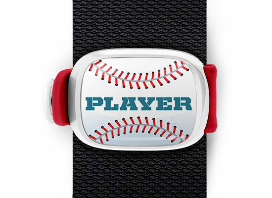 Baseball Player bag tag Stwrap mounted on backpack strap