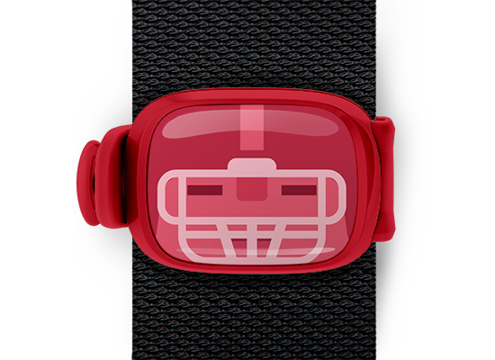 Character Red Football Player Bag Tag mounted on a sports bag strap